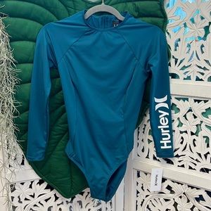 NWT Hurley long sleeve surf suit one piece swimsuit. Color: Teal